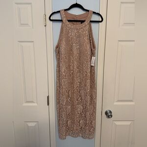 Lace Sequence Halter Top Party Dress